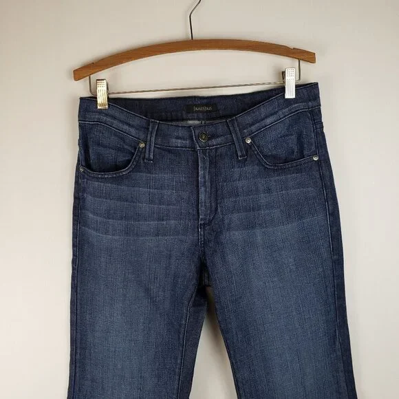 James Jeans Humphrey Wide Flare Leg Mid Rise Dry Aged Denim Dark Blue Size 31 - Picture 3 of 11